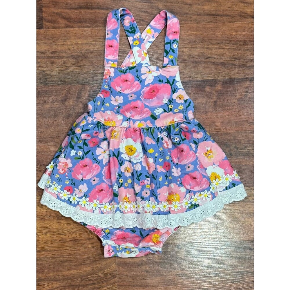 Love and Grow - Floral Pink & Lavender Strappy Baby Dress Romper